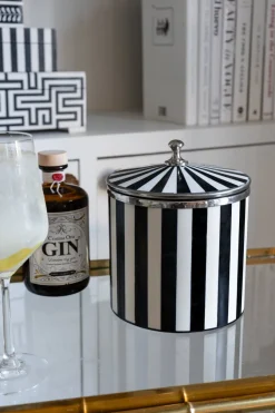 Cristina Oria Cubiteras Y Champaneras^Cubitera De Resina Con Diseño De Rayas Blancas Y Negras Pequeña