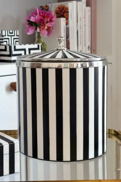 Cristina Oria Cubiteras Y Champaneras^Cubitera De Resina Con Diseño De Rayas Blancas Y Negras Grande