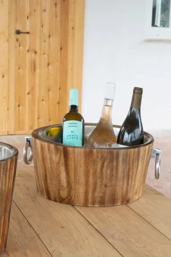 Cristina Oria Cubiteras Y Champaneras^Cubitera Grande De Madera Con Arandelas