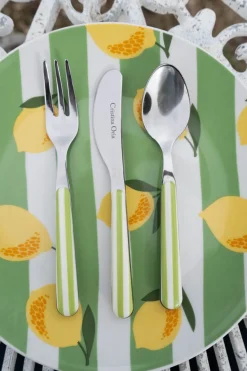 Cristina Oria Cubiertos De Postre^Cucharita Con Diseño De Rayas Verdes CO