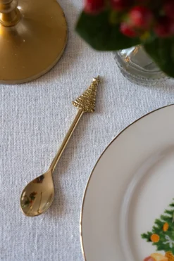 Cristina Oria Cubiertos De Aperitivo|Cubiertos De Postre^Cucharita De Bronce Con Diseño De Árbol De Navidad
