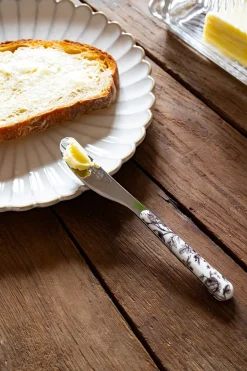 Cristina Oria Cubiertos De Postre|Cuchillos^Cuchillo Con Diseño De Flores Negras