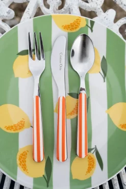 Cristina Oria Cubiertos De Aperitivo|Cubiertos De Postre^Cuchillo Con Diseño De Rayas Naranjas CO