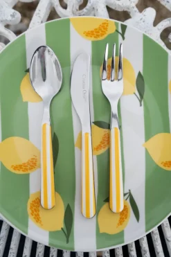 Cristina Oria Cubiertos De Postre|Cubiertos De Aperitivo^Cuchillo Con Diseño De Rayas Amarillas CO