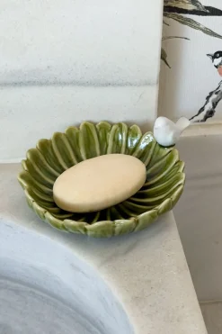 Cristina Oria Joyeros, Carteras Y Fundas|Piezas Decorativas^Cuenco Decorativo Verde Flor Con Pájaro Blanco