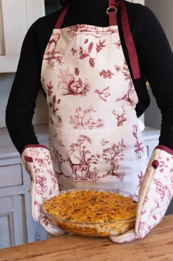 Cristina Oria Delantales|Delantales^Delantal De Algodón Con Diseño De Ciervos Granate