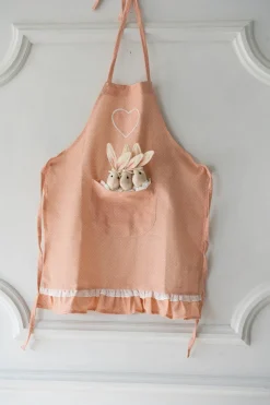 Cristina Oria Delantales|Delantales^Delantal De Niños Mini Con Diseño De Conejos & Puntos Rosa