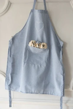 Cristina Oria Delantales|Delantales^Delantal De Niños Mini Con Diseño De Perritos & Cuadros Azules