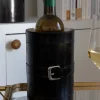 Cristina Oria Cubiteras Y Champaneras^Enfriador De Botellas De Cuero Negro Con Detalle De Hebilla