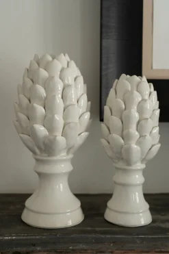 Cristina Oria Piezas Decorativas^Figura Decorativa Con Diseño De Alcachofa Blanca Esmaltada Pequeña