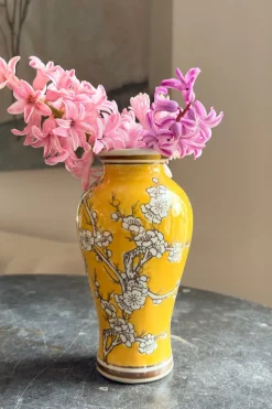 Cristina Oria Jarrones, Floreros Y Maceteros^Florero De Porcelana Amarillo Diseño Botan
