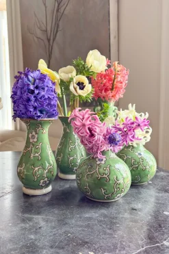 Cristina Oria Jarrones, Floreros Y Maceteros^Florero De Porcelana Verde Diseño Peonía