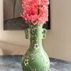 Cristina Oria Jarrones, Floreros Y Maceteros^Florero De Porcelana Verde Diseño Tsubaki