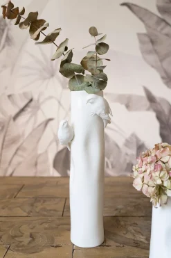 Cristina Oria Jarrones, Floreros Y Maceteros^Florero Porcelana Blanco Con Pájaros Mediano