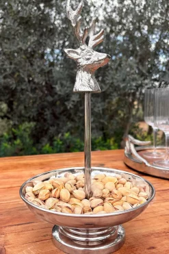 Cristina Oria Accesorios De Mesa^Frutero Plateado Con Diseño De Ciervo