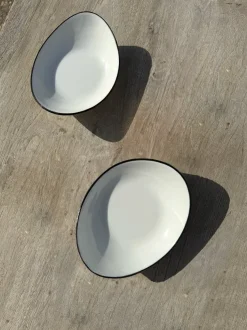 Cristina Oria Fuentes, Ensaladeras Y Cuencos^Fuente De Porcelana Blanca Con Filo Negro