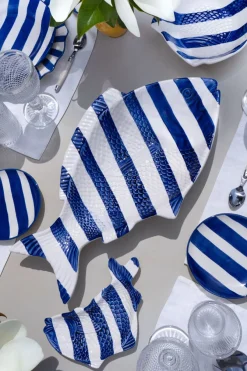 Cristina Oria Fuentes, Ensaladeras Y Cuencos^Fuente Grande De Cerámica Con Diseño De Pez De Rayas Azules