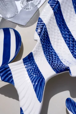 Cristina Oria Fuentes, Ensaladeras Y Cuencos^Fuente Grande De Cerámica Con Diseño De Pez De Rayas Azules