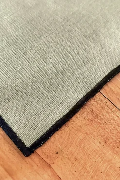 Cristina Oria Manteles Individuales^Individual De Lino Impermeable Verde Con Borde Negro