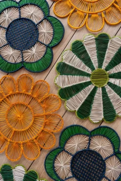 Cristina Oria Manteles Individuales^Individual Diseño Gardenia Verde Y Azul