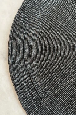 Cristina Oria Manteles Individuales|Platos Y Bajoplatos^Individual Negro Bordado Con Cuentas