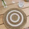 Cristina Oria Manteles Individuales^Individual Redondo de Seagrass Beige y Blanco
