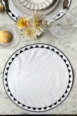 Cristina Oria Manteles Individuales^Individual Redondo Impermeable Con Diseño De Sol Blanco Y Negro