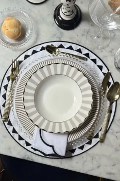 Cristina Oria Manteles Individuales^Individual Redondo Impermeable Con Diseño De Sol Blanco Y Negro