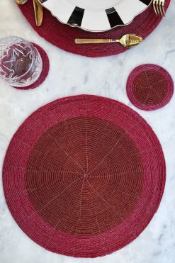 Cristina Oria Manteles Individuales|Platos Y Bajoplatos^Individual Rojo Bordado Con Cuentas