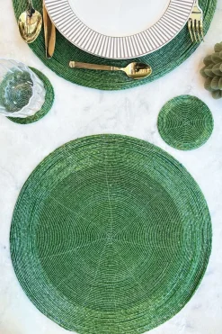 Cristina Oria Manteles Individuales|Platos Y Bajoplatos^Individual Verde Bordado Con Cuentas