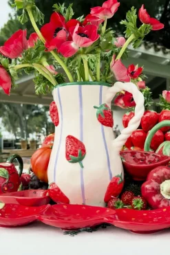 Cristina Oria Jarras Y Botellas^Jarra Blanca Diseño Fresas