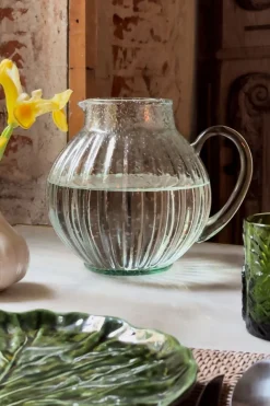 Cristina Oria Jarras Y Botellas^Jarra De Cristal Con Burbujas Y Diseño Rayado