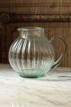 Cristina Oria Jarras Y Botellas^Jarra De Cristal Con Burbujas Y Diseño Rayado