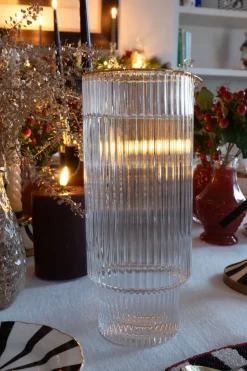 Cristina Oria Jarras Y Botellas^Jarra De Cristal Rayada Con Filo Dorado