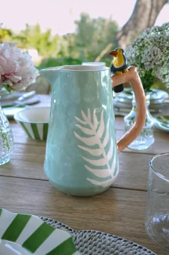 Cristina Oria Jarras Y Botellas^Jarra Verde Con Hoja Y Detalle Tucán