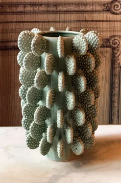 Cristina Oria Jarrones, Floreros Y Maceteros^Jarrón Alto Con Diseño De Cactus Verde