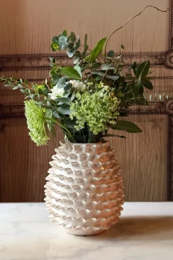 Cristina Oria Jarrones, Floreros Y Maceteros^Jarrón Blanco Con Diseño De Hojas En Relieve