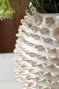 Cristina Oria Jarrones, Floreros Y Maceteros^Jarrón Blanco Con Diseño De Hojas En Relieve