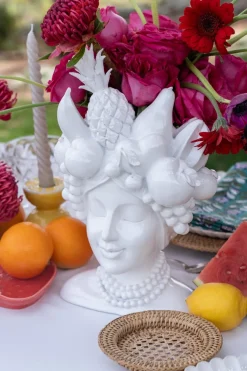 Cristina Oria Piezas Decorativas|Jarrones, Floreros Y Maceteros^Jarrón Busto Lady Tutti Fruti Blanco De Porcelana