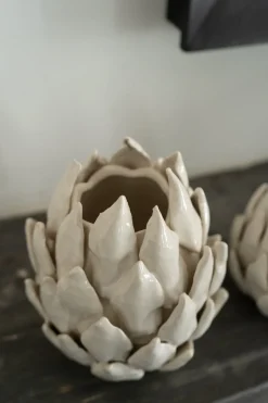 Cristina Oria Jarrones, Floreros Y Maceteros^Jarrón Con Diseño De Alcachofa Blanco Grande