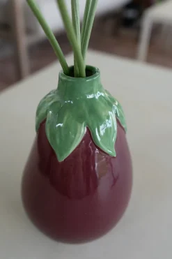 Cristina Oria Candelabros Y Portavelas|Jarrones, Floreros Y Maceteros^Jarrón Con Diseño De Berenjena