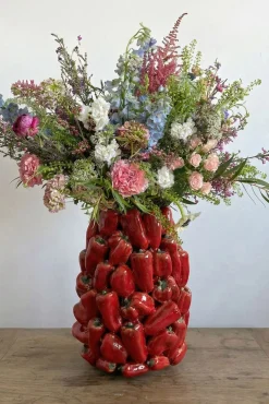 Cristina Oria Jarrones, Floreros Y Maceteros^Jarrón Con Diseño De Pimientos Rojos Grande