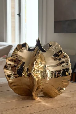 Cristina Oria Jarrones, Floreros Y Maceteros^Jarrón De Cerámica Con Acabado Dorado Grande