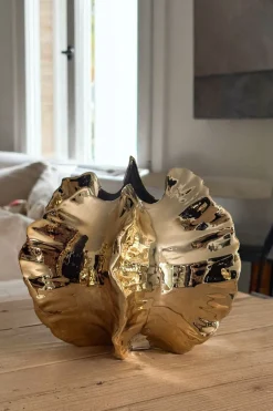 Cristina Oria Jarrones, Floreros Y Maceteros^Jarrón De Cerámica Con Acabado Dorado Pequeño