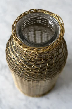 Cristina Oria Jarrones, Floreros Y Maceteros^Jarrón De Cristal Trenzado En Oro Viejo