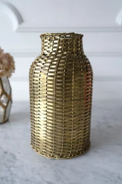 Cristina Oria Jarrones, Floreros Y Maceteros^Jarrón De Cristal Trenzado En Oro Viejo Grande