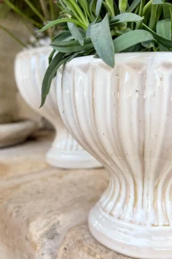 Cristina Oria Jarrones, Floreros Y Maceteros^Jarrón Diseño Copa De Porcelana Blanco Roto Grande