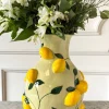 Cristina Oria Jarrones, Floreros Y Maceteros^Jarrón Diseño Limones Y Fondo Verde