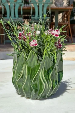 Cristina Oria Jarrones, Floreros Y Maceteros^Jarrón Grande Con Diseño De Hojas Verdes