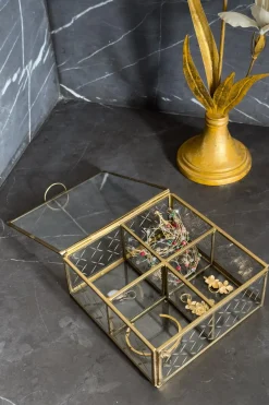 Cristina Oria Joyeros, Carteras Y Fundas^Joyero De Cristal Con Detalles Dorados